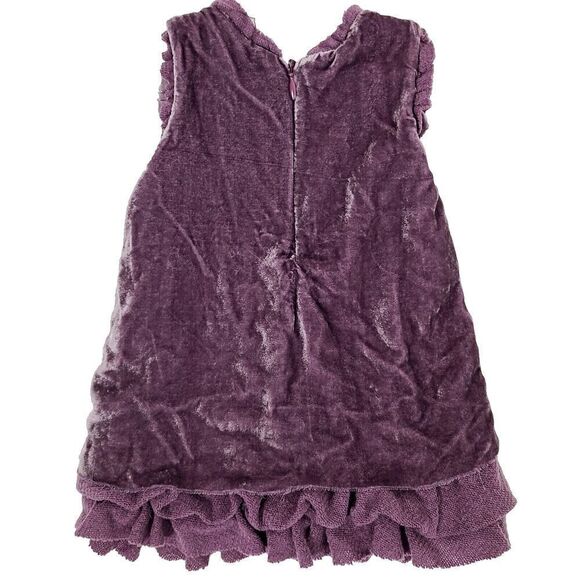 Ermanno Scervino Baby Dress Purple Velvet Silk Blend Ruffle 12 mos? Sleeveless - Picture 2 of 5